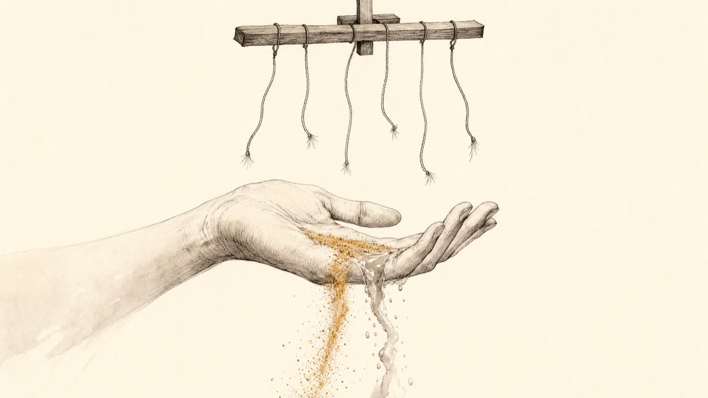 An open hand and a marionette's cut strings